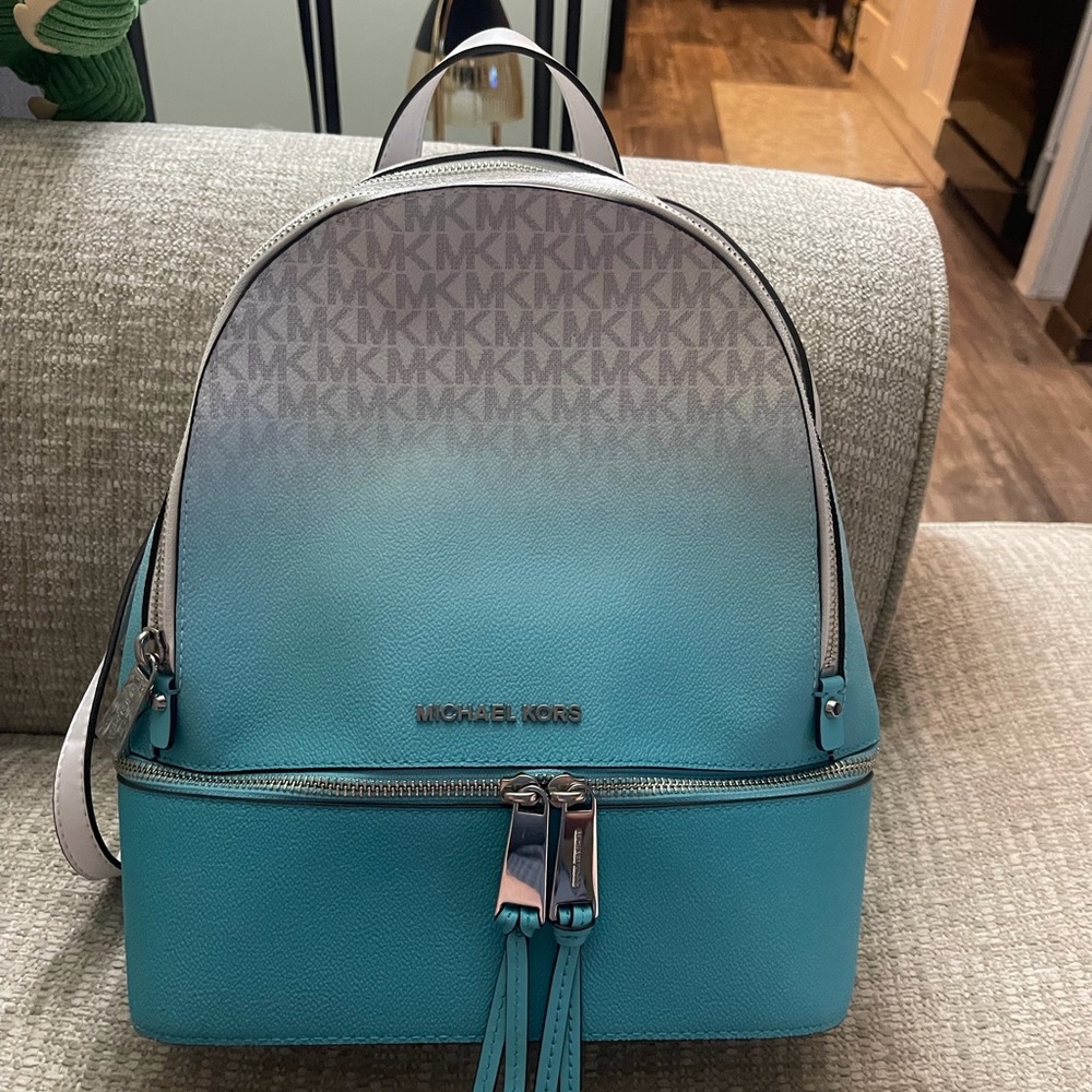 Michael Kors Teal and white Backpack